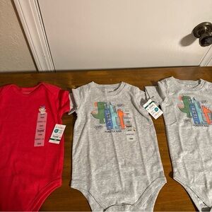 Garanimals Red and Gray Dinosaur Bodysuits Trio